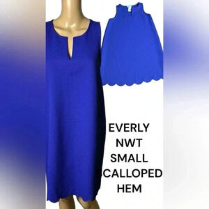 EVERLY ,Maura Dress,Anthropologie,sleeveless blue scalloped hem dress ,NWT
